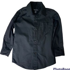 Kids boys xs plain black long sleeve button down shirt